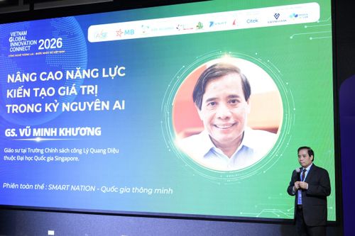 GS.TS Vũ Minh Khương chia sẻ tại sự kiện. Ảnh: VGIC 2026.
