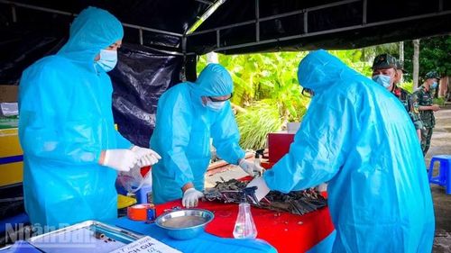 Đội lấy mẫu tiến hành thực hiện nhiệm vụ lấy mẫu hài cốt liệt sĩ chưa xác định được thông tin để phục vụ giám định ADN.