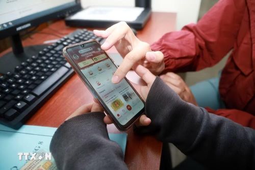 Công dân thực hiện thủ tục hành chính trên Cổng dịch vụ công trực tuyến bằng VNeID. (Ảnh: Xuân Triệu/TTXVN)