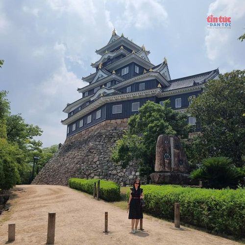 Đối diện với Korakuen Garden là mặt trước lâu đài Okayama.