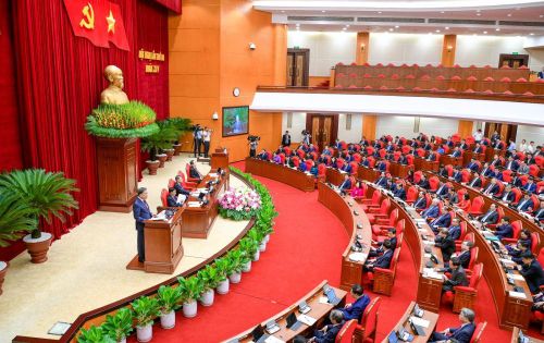 Quang cảnh Hội nghị lần thứ ba Ban Chấp hành Trung ương Đảng khóa XIV. (Ảnh: Cổng TTĐT Đảng Cộng sản Việt Nam)