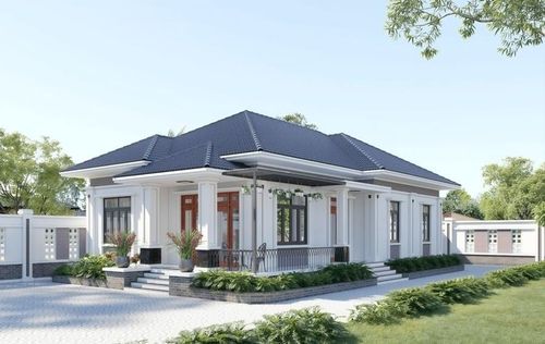 Nhà mái Nhật 3 phòng ngủ, diện tích sàn 140m². (Ảnh: Decox Design)