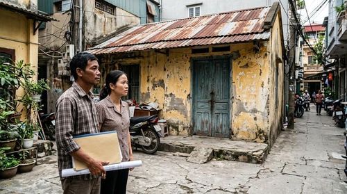 Chưa được cấp sổ đỏ, nhiều người dân băn khoăn liệu có được xây mới nhà ở khi nhà cũ đã xuống cấp. (Hình ảnh minh họa bằng AI).
