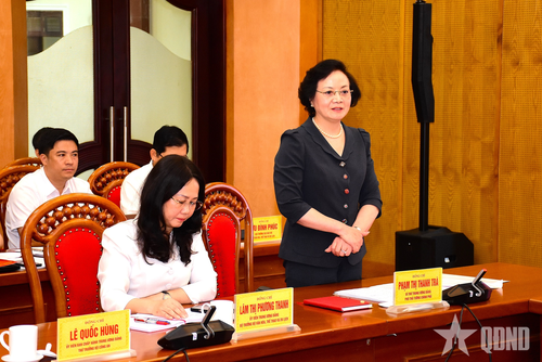 Đồng chí Phạm Thị Thanh Trà, Bí thư Trung ương Đảng, Phó thủ tướng Chính phủ phát biểu tại buổi làm việc. 