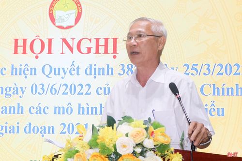 Ông Đoàn Đình Anh - Chủ tịch Hội Khuyến học tỉnh báo cáo tại hội nghị.