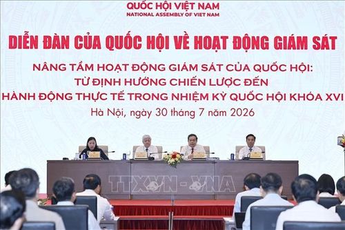 Chủ tịch Quốc hội Trần Thanh Mẫn chủ trì Diễn đàn của Quốc hội về hoạt động giám sát. Ảnh: Doãn Tấn/TTXVN
