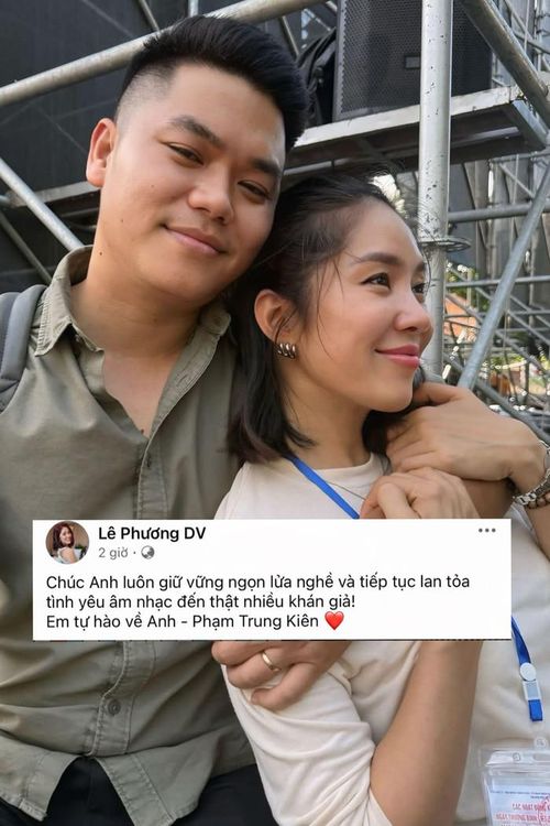 Lê Phương công khai gửi lời động viên, bày tỏ niềm tự hào dành cho ông xã Trung Kiên. Ảnh: FBNV