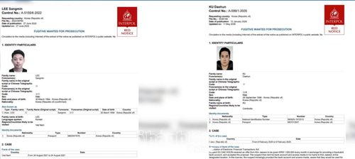 2 đối tượng người Hàn Quốc bị Interpol truy nã đỏ.