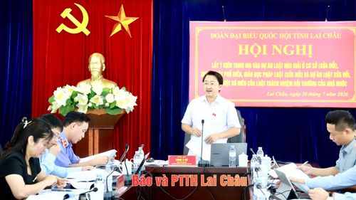 Đồng chí Sùng A Hồ - Phó Bí thư Tỉnh ủy, Trưởng Đoàn đại biểu Quốc hội tỉnh phát biểu kết luận hội nghị.