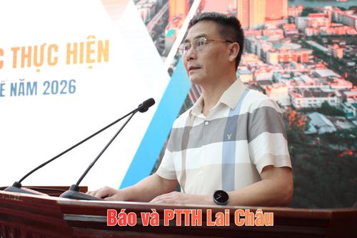 Đồng chí Lê Lâm Bằng - Trưởng Thống kê tỉnh báo cáo tại hội nghị.