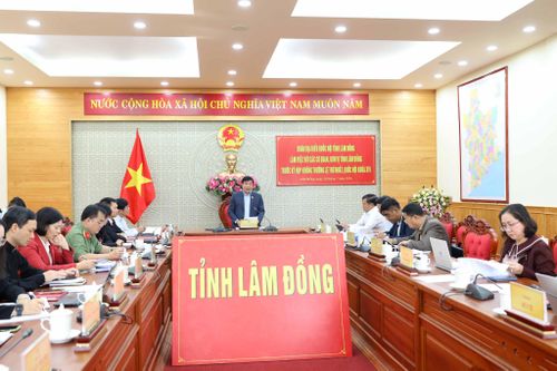 Quang cảnh buổi làm việc của Đoàn ĐBQH tỉnh Lâm Đồng với các cơ quan, đơn vị tỉnh Lâm Đồng trước Kỳ họp không thường lệ thứ Nhất, Quốc hội khóa XVI