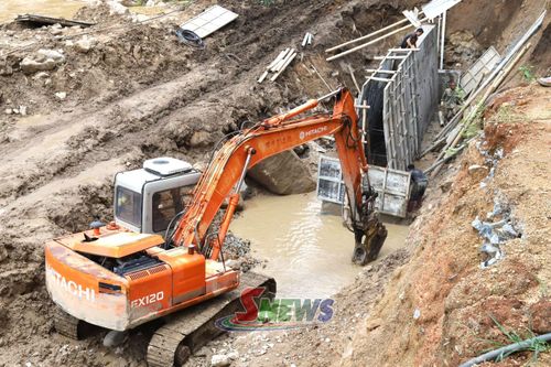 Thi công Dự án khắc phục tuyến đường Huổi Một - Nậm Mằn, xã Huổi Một.