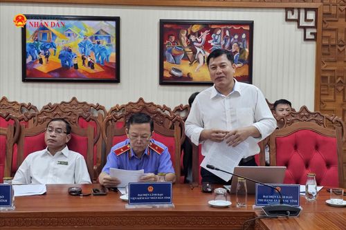 Phó Trưởng Thi hành án dân sự tỉnh Đắk Lắk Nguyễn Mạnh Hùng phát biểu tại hội nghị
