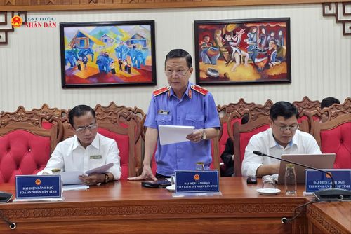 Phó Viện trưởng Viện kiểm sát nhân dân tỉnh Đắk Lắk Đinh Quang Cử phát biểu