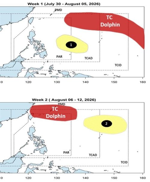 Áp thấp nối áp thấp sau siêu bão Dolphin. Ảnh: PAGASA.