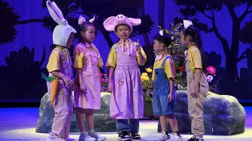 Các em trong tiểu phẩm "Câu chuyện ba chú heo con". (Ảnh: LINH ĐOAN)