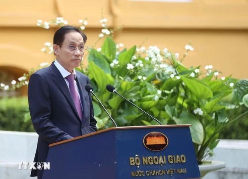 Bộ trưởng Ngoại giao Lê Hoài Trung phát biểu. (Ảnh: TTXVN phát)