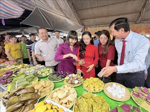 Lãnh đạo tỉnh An Giang tham quan các gian hàng trưng bày, giới thiệu bánh dân gian Nam Bộ tại Ngày hội Bánh dân gian Nam Bộ - An Giang 2026.