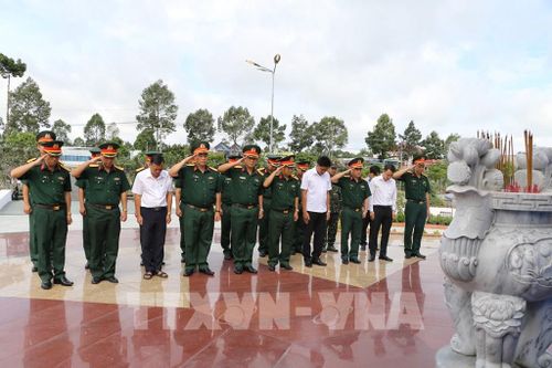 Đoàn công tác dâng hương tại Nghĩa trang liệt sĩ Cao Lãnh (xã Mỹ Thọ). Ảnh: Hồng Thái - TTXVN