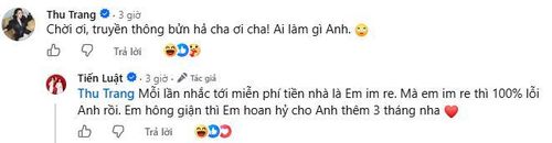 Thu Trang hài hước đáp lại bài đăng của chồng, nhanh chóng xóa tan những đồn đoán. Ảnh: Chụp màn hình.