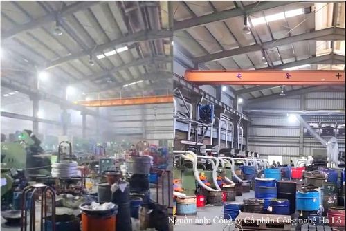Nhà xưởng sản xuất ốc vít trước (trái) và sau (phải) khi lắp đặt hệ thống xử lý khí thải Ha Lô: từ mù sương dầu dày đặc sang không gian thông thoáng, sạch hơn.