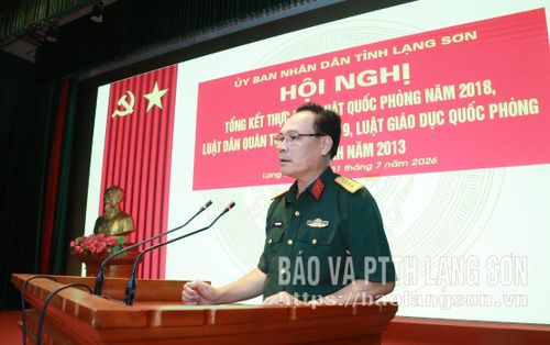 Lãnh đạo Bộ CHQS tỉnh phát biểu tại hội nghị
