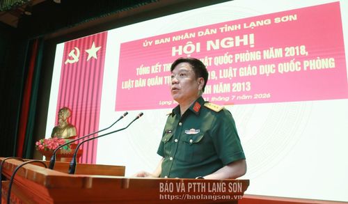 Đại tá Lê Anh Tuấn, Phó Tham mưu trưởng Quân khu 1 phát biểu tại hội nghị