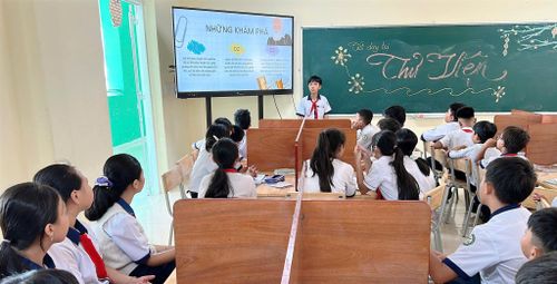Học sinh Trường THCS Lê Văn Tám tham gia tiết học tại thư viện