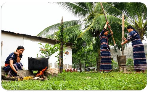 Lớp học hiện có 8 học viên. Các thành viên đang thực hành các công đoạn giã gạo, nấu cơm rượu. Mỗi người mang theo một câu chuyện, một mong muốn, một trách nhiệm với văn hóa dân tộc mình