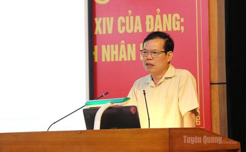 Đồng chí Triệu Tài Vinh, Phó Trưởng ban Tuyên giáo và Dân vận Trung ương phát biểu, tham luận tại hội thảo.