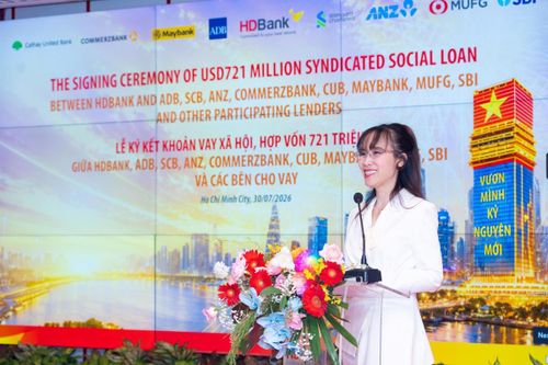 Bà Nguyễn Thị Phương Thảo, Phó Chủ tịch Thường trực Hội đồng quản trị HDBank phát biểu tại lễ ký kết. Ảnh: VGP