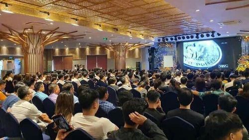 Một hội thảo kêu gọi đầu tư của nhóm Hoàng Gia Tân. Ảnh: Cơ quan Công an