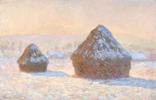 Bức tranh Đụn lúa, hiệu ứng tuyết, buổi sáng được họa sĩ Claude Monet vẽ năm 1891. Ảnh: wikiart.