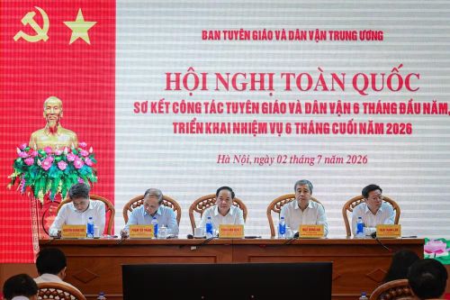 Hội nghị toàn quốc sơ kết công tác tuyên giáo và dân vận 6 tháng đầu năm, triển khai nhiệm vụ 6 tháng cuối năm 2026. (Ảnh: BẢO LONG)