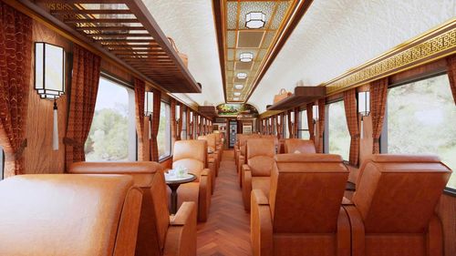 Một toa xe của đoàn tàu du lịch đường sắt “Huế - Phong Nha: Hành trình kỳ quan - Di sản thế giới”.