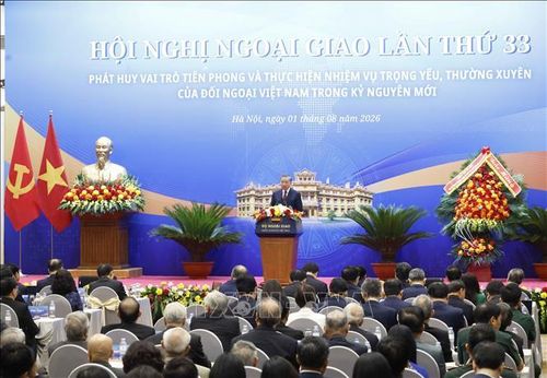 Tổng Bí thư, Chủ tịch nước Tô Lâm phát biểu chỉ đạo tại Hội nghị Ngoại giao lần thứ 33, sáng 1/8/2026. Ảnh: Thống Nhất/TTXVN