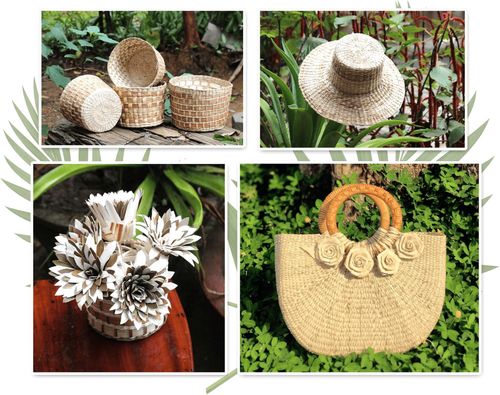 Các sản phẩm thủ công mỹ nghệ từ mo cau đang hướng tới tiêu chuẩn xuất khẩu. Ảnh: NVCC