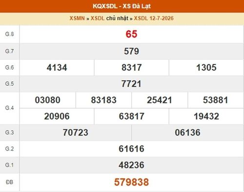 XSDL 12/7, kết quả xổ số Đà Lạt ngày 12/7/2026