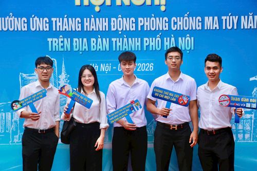 Đoàn viên thanh niên Hà Nội hưởng ứng Tháng hành động phòng, chống ma tuýnăm 2026. Ảnh: Công an Hà Nội