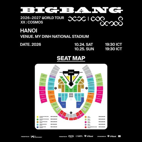 Sơ đồ và giá vé concert BIG BANG tại Hà Nội
