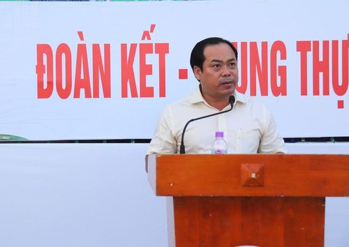 Ông Phan Đức Cường, Giám đốc Trung tâm Dịch vụ thi đấu thể thao tỉnh Khánh Hòa phát biểu