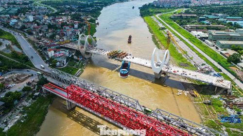 Cầu gồm 2 hợp phần, trong đó cầu đường sắt (màu đỏ) có tổng chiều dài khoảng 1.000m với điểm đầu khoảng Km9 075, điểm cuối khoảng Km10 075. Riêng hợp phần 2 - xây dựng cầu đường bộ (cầu Đuống mới) có chiều dài khoảng 700m và nút giao hai đầu cầu.