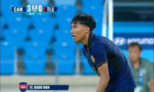 Mon Rado ấn định chiến thắng 3-0 cho Campuchia. Ảnh chụp màn hình