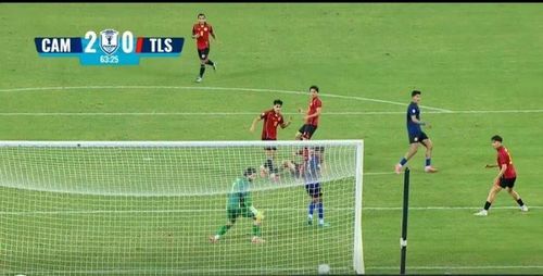 Campuchia nâng tỷ số lên 2-0. Ảnh chụp màn hình