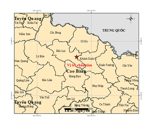 Bản đồ chấn tâm động đất.