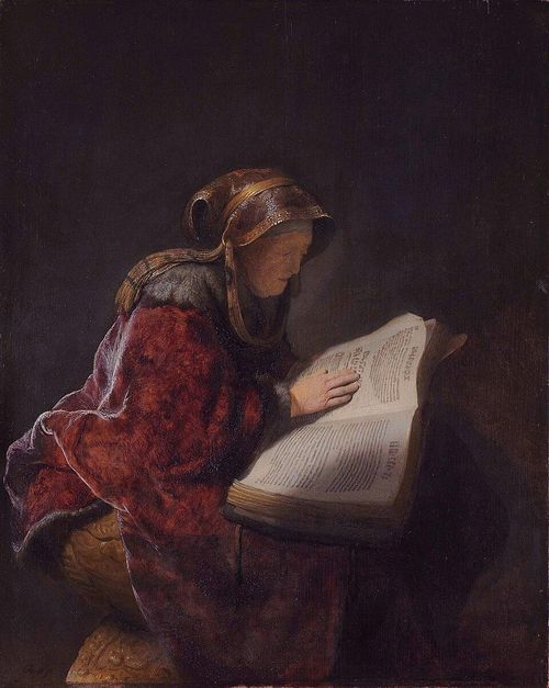  Bức tranh Bà lão đọc sách, có lẽ là tiên tri Hannah được họa sĩ thiên tài người Hà Lan Rembrandt van Rijn sáng tác vào năm 1631. Ảnh: Wikimedia. 