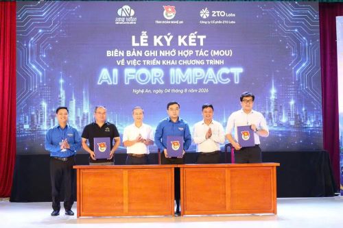 Ký kết Biên bản ghi nhớ hợp tác triển khai khóa học “AI for Impact” dành cho đoàn viên, thanh niên tỉnh Nghệ An.