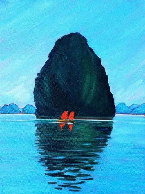 John Lester vẽ Vịnh Hạ Long.