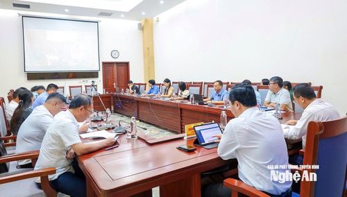 Toàn cảnh điểm cầu UBND tỉnh Nghệ An. Ảnh: Lê Hằng