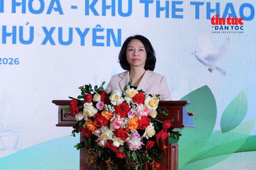 Bà Vũ Thu Hà, Phó Chủ tịch UBND thành phố Hà Nội khẳng định việc xây dựng mô hình điểm về thiết chế văn hóa là việc làm thiết thực để chăm lo tốt hơn đời sống tinh thần cho nhân dân.
